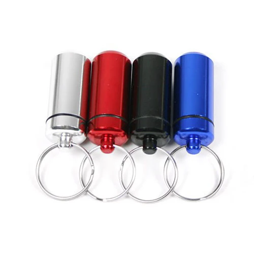 

YYW 2019 Woman Man Metalic Mini Aluminum Pill Medicine Box Case Bottle Holder Container Organizer Box Key Clasp Chain Keychain