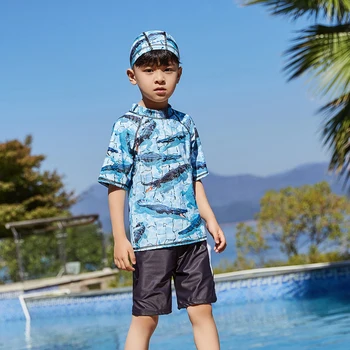 

Kids Swimwear Boys Swimsuit Minions Batman Swimming Children Sport UPF50+ Beachwear Baby Bathing Suit With Swimming Hat