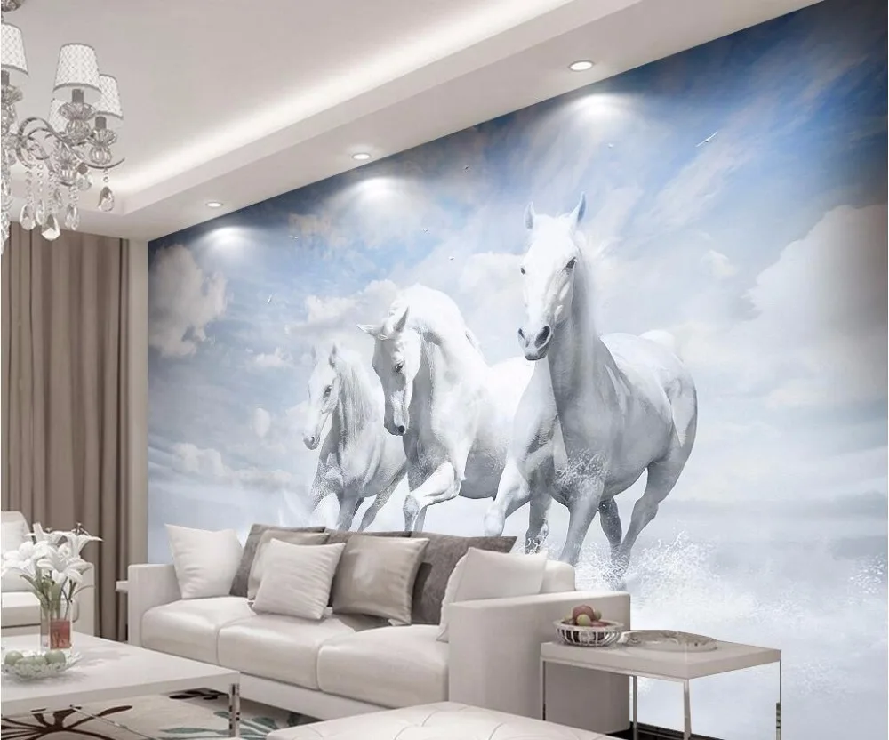 Beibehang fondos de encargo nórdico caballo osos Pentium Seascape pared TV Fondo pinturas murales 3d papel pintado papel de parede