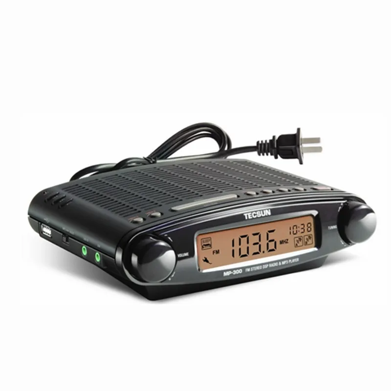 Радио Tecsun MP 300 DSP FM стерео USB MP3 плеер настольные часы ATS Будильник Черный