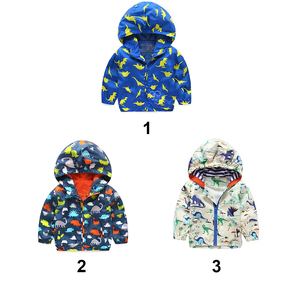 Милое весеннее Детское пальто с динозавром, 80-120 см Осенняя детская куртка Верхняя одежда для мальчиков, пальто ветровка для активных мальчиков, одежда для малышей