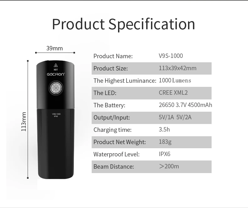 Sale GaCIROn V9S USB Bicycle Light L2 Led Bike Lamp lantern Portable Power for Mobile With 26650 Battery Waterproof Cycling Lights 1 Sale GaCIROn V9S USB Bicycle Light L2 Led Bike Lamp lantern Portable Power for Mobile With 26650 Battery Waterproof Cycling Lights 1