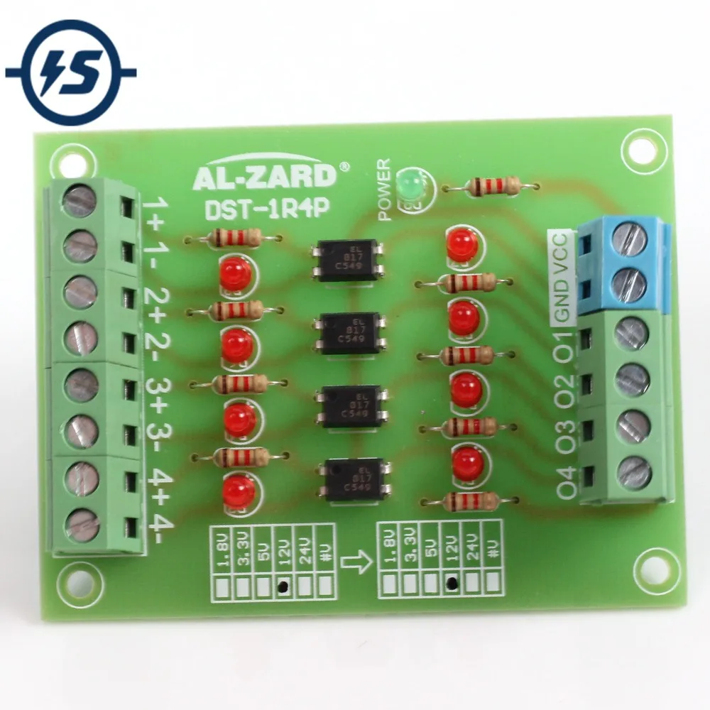 

Optocoupler Isolator Level-Voltage Converters 24V to 3.3V PLC Signal Converter Board 4 Bit