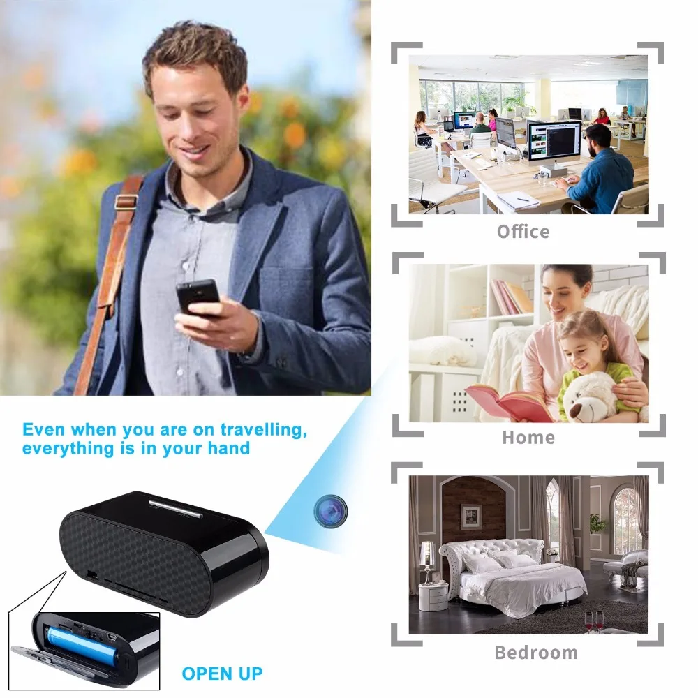 1080P Wi Fi мини камера будильник беспроводная няня часы P2P IP/AP безопасность ночное