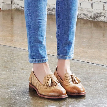 

Women summer leather shoes woman brogues yinzo lady flats shoes vintage sneakers tassel spring casual shoes for women 2020