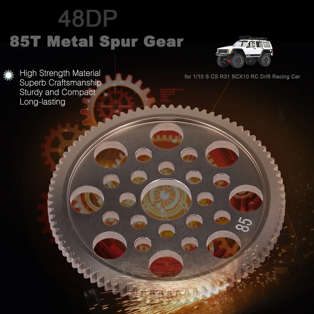 

Metal Spur Gear 48DP 85T for 1:10 S CS R31 SCX10 RC Drift Racing Car Off-road Climber Short Truck Accessories