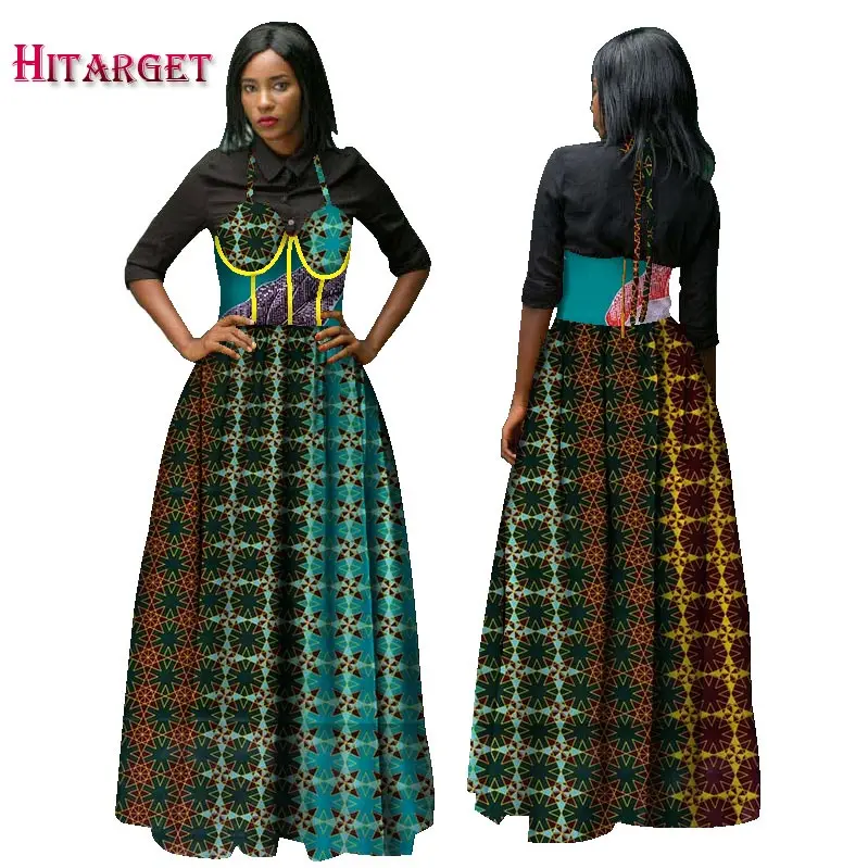 

Autumn African Dresses and Top Sets for Women Bazin Riche Kanga Clothing African Wax Print 2 Pieces Sets Dresses Clothes WY1596