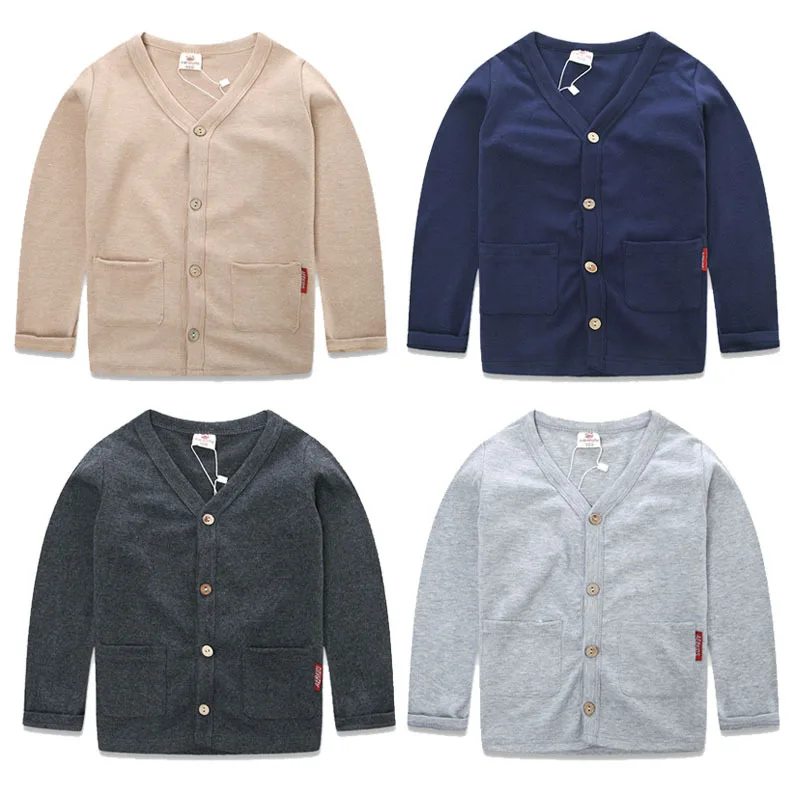 2015 New Spring Autumn Children Boys Cardigans Sweaters Brand Solid Cotton Toddler Kids Knitted