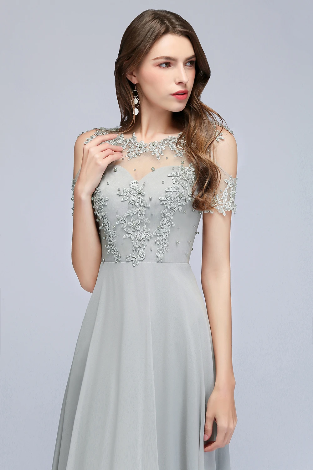 In Stock Hollow Out Short Sleeve Mother Of the Bride Dresses Long Evening Dress Brautmutterkleider Wedding Party Dresses