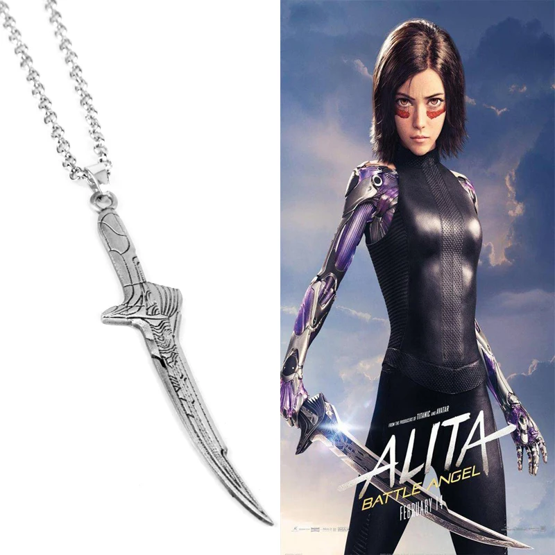 

Alita: Battle Angel Necklace Movie Jewelry Figure Weapon Model Sword Pendants Necklaces Key chain Women Men souvenir Gift