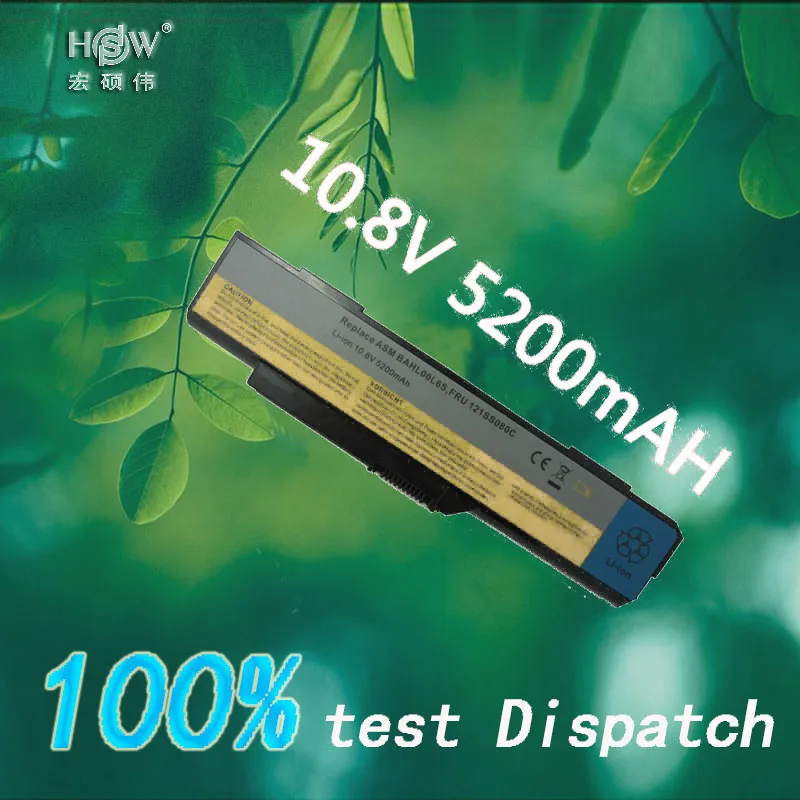 HSW 5200 мАч 6 ячеек Новый ноутбук Батарея для lenovo 3000 G400 14001 2048 59011 G410 BAHL00L6S 121SS080C bateria |