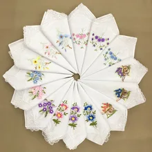 Хлопковый шейный платочек Hankies женские квадранные Карманные Платки с цветочным принтом карманное полотенце