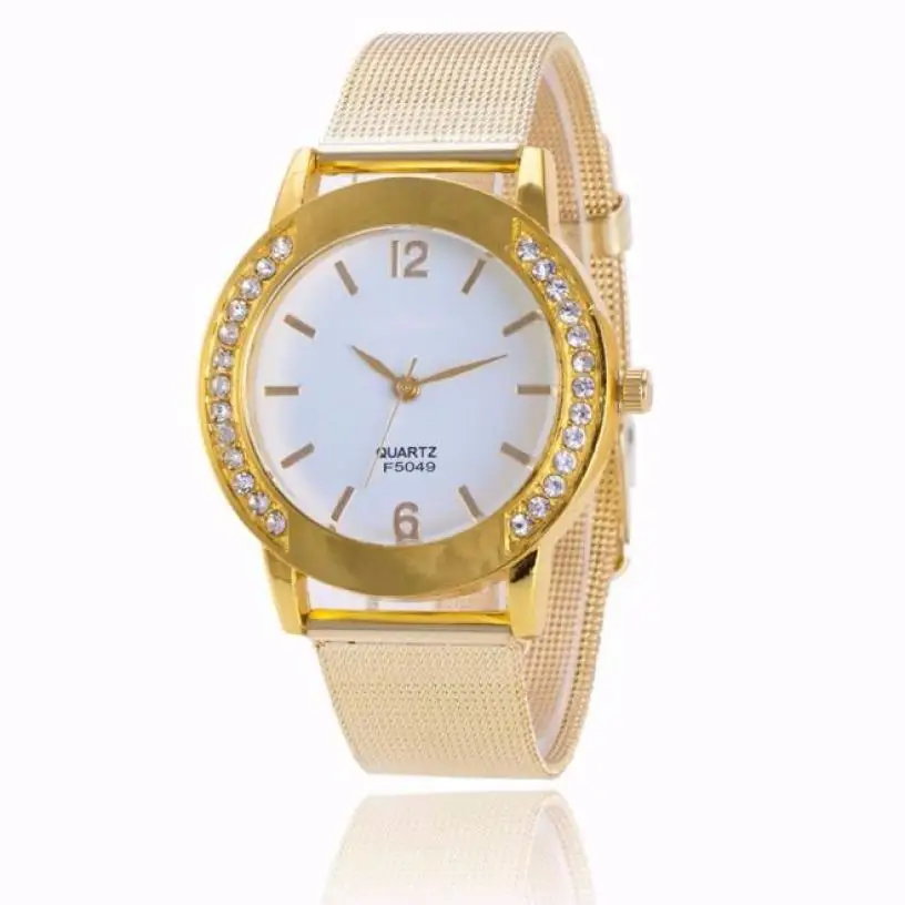 

Timezone # 401 Luxury Watch Women Crystal Golden Brand Stainless Steel Bracelet Analog Quartz Wrist Watch Dress Clock