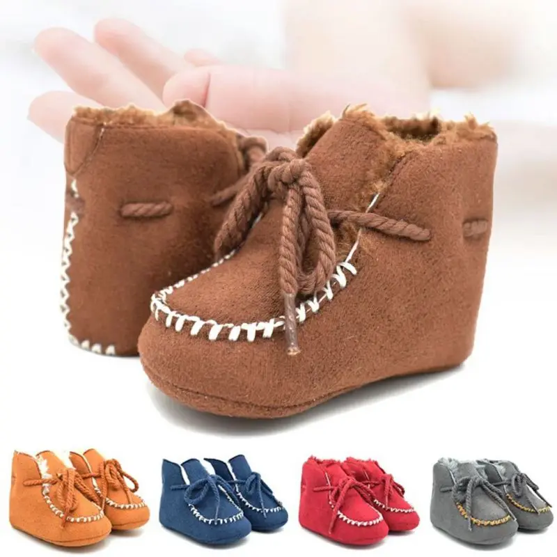 Китай зимняя детская обувь сапоги младенцев теплая обувь девушки детские пинетки кожаные мокасины для мальчиков сапоги для новорожденных