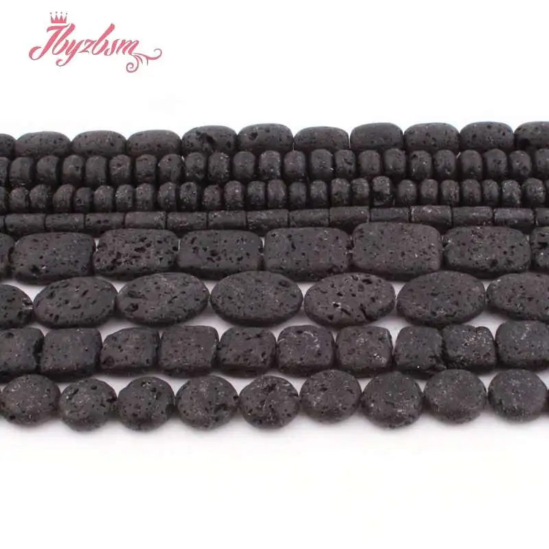 

Natural Lava Rock Black Coin Oval Square Stone Beads For Jewelry Making DIY Necklace Bracelet Loose Strand 15" Free Shipping