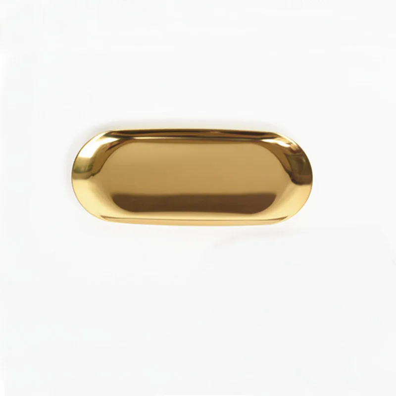 

Gold Color stainless Steel Oval Storage Tray Dish Plate