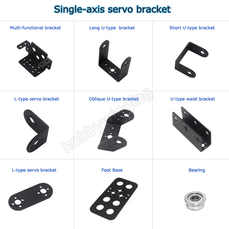 

5PCS/lot Robot Uniaxial Steering Gear Servo Bracket Metal Stent Bipedal Robot Manipulator DIY accessories -Black