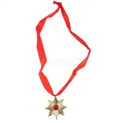 Золотой Octagon красный кристалл кулон Цепочки и ожерелья Опора медаль весело Детский костюм для вечеринок