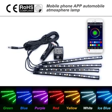 Car Wireless Remote/Music/Voice Control Interior Floor Foot Decoration Light Cigarette LED Atmosphere RGB  LED DRL Strip Light