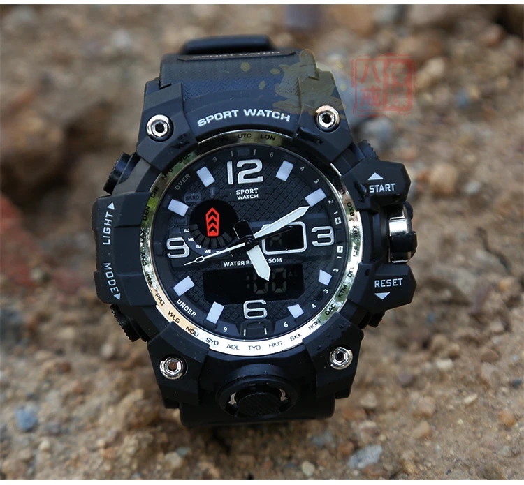 Для мужчин Военная Униформа часы 50 м водостойкие наручные светодиодный LED Кварцевые спортивные часы мужской relogios masculino спорт S шок часы для