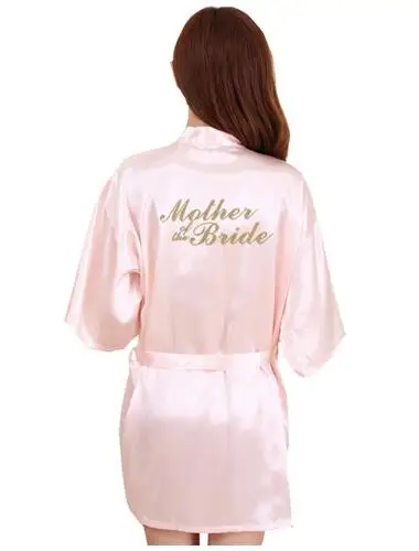 RB91 Fashion Silk Bride of Mother Robe with Gold Letter Sexy Women Short Satin Wedding Kimono Sleepwear Get Ready Robes women sleepwear bride robes silk robe sleepwear pajamas