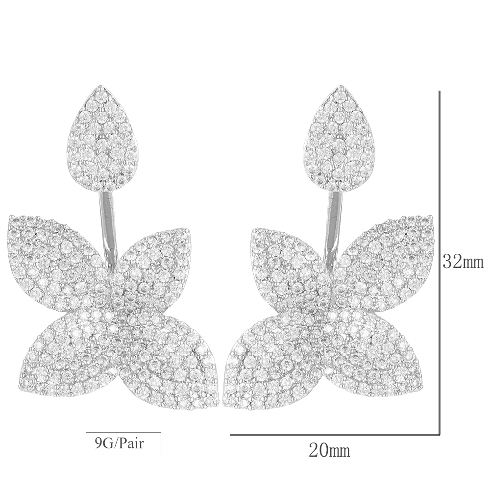 GODKI 32 мм супер блестящий лист цветок полный Мирко проложили микрол циркония женское свадебное платье свадебные повседневные серьги модные украшения