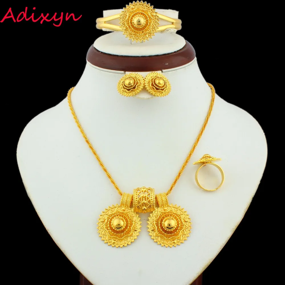 

New African Bride Jewelry sets 24K Gold Color Necklace/Earring/Pendant/Ring/Bangle Ethiopian/Middle Easter/India/Kenya Jewelry