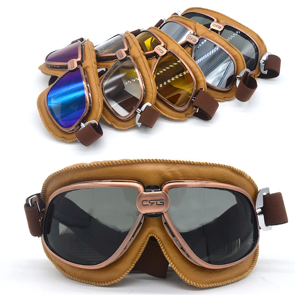 WWII Vintage Style Motorcycle Goggles Motorcross Cycling Glasses Copper