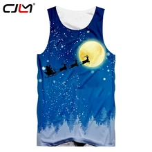 CJLM Рождество тема 3D Печатный фон с Луной танк Топ Санта Клаус и Лось Мода Досуг Мужская TankTop