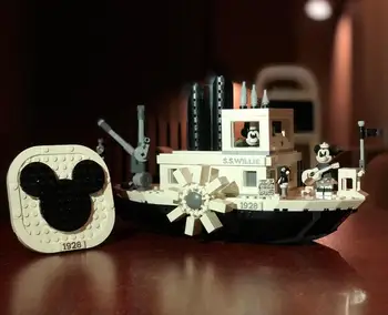 

2019 New ideas Steamboat Willie Movie fit 21317 Building Blocks Bricks toys for children Gifts Model Kid Christmas Gift