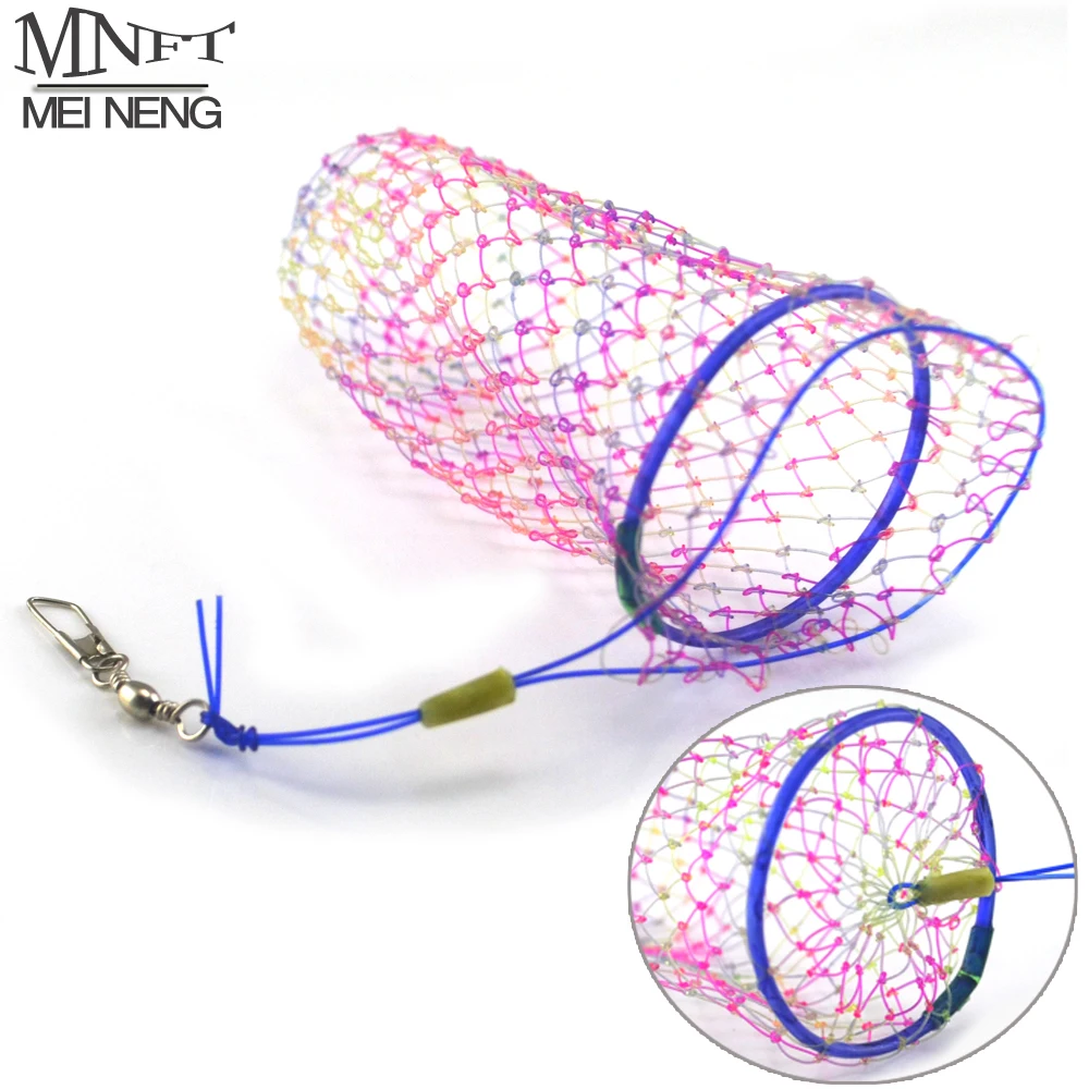 MNFT 8PCS*Color Fishing Bait Net Woven Nylon Material Fishing Cage