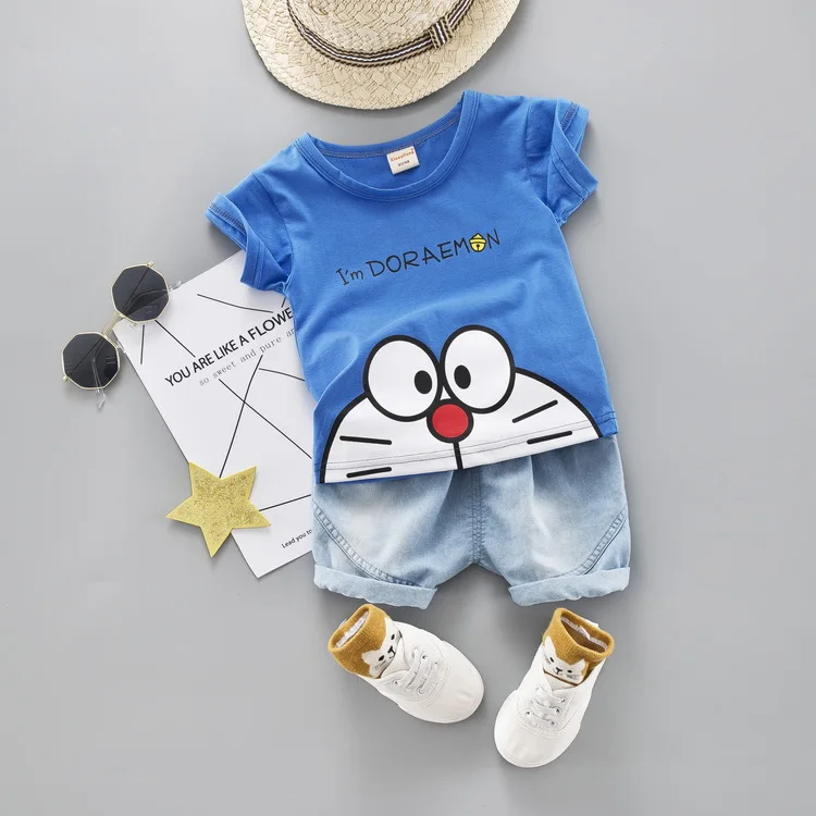 Beste Cartoon Peuter Jongen Kleding Zomer Set 2 Kleur T shirt Korte Jeans Kinderen Kleding Korte Mouw Jongens Pak Kindje trainingspak