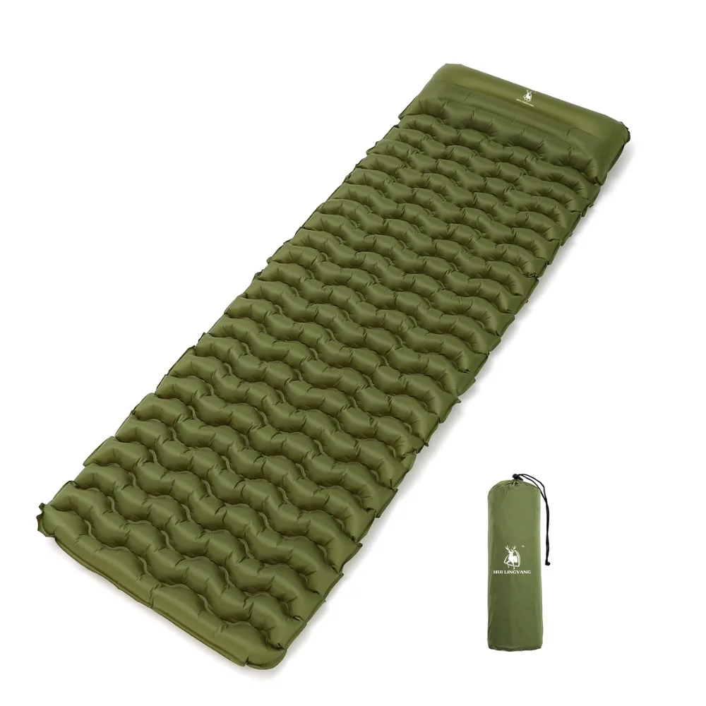 

2019 New Sleeping Pad With Pillow Air Bag Hand Press Wave Shaped Inflating Camping Mattress Ultralight Outdoor Hiking Tent Mats