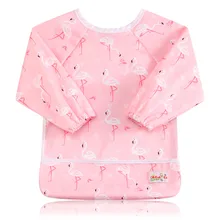 Ohbabyka/нагрудники с принтом фламинго, единорога, с длинным рукавом; водонепроницаемая одежда для кормления ребенка; Многоразовые нагрудники с карманами; один размер