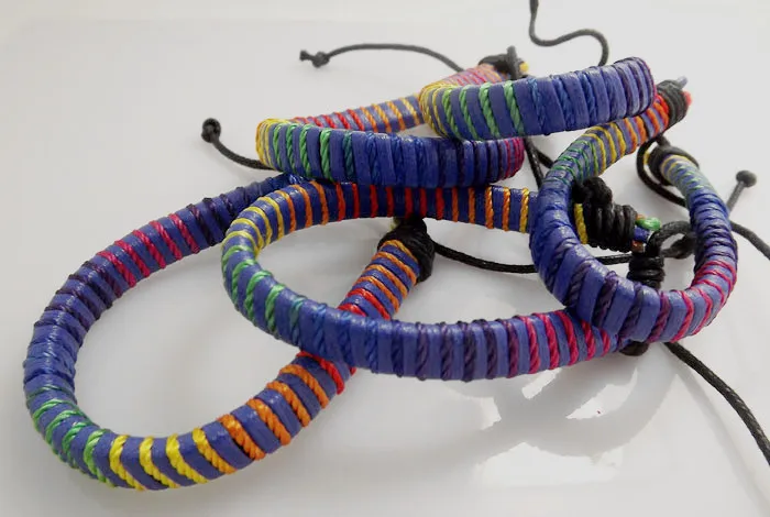 

WHOLESALE 10 pcs Fashion color Weave silk Bracelet Wrist knot free shipping