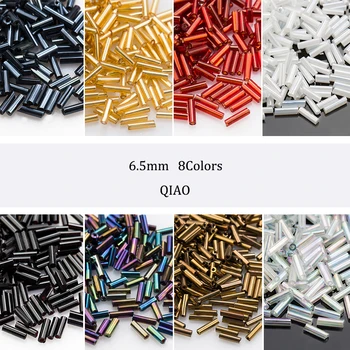 

6.5mm 30g/bag Long Round Tube Glass Beads for DIY Wedding Party Decoration Jewelry Findings Craft Accessories