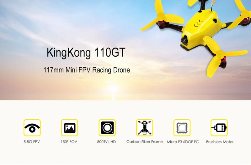 Новое поступление KINGKONG/LDARC 110GT 117 мм FPV гоночный Дрон с F3 4в1 10A Blheli_S 25 МВт 16CH 800TVL ARF BNF для радиоуправляемого дрона