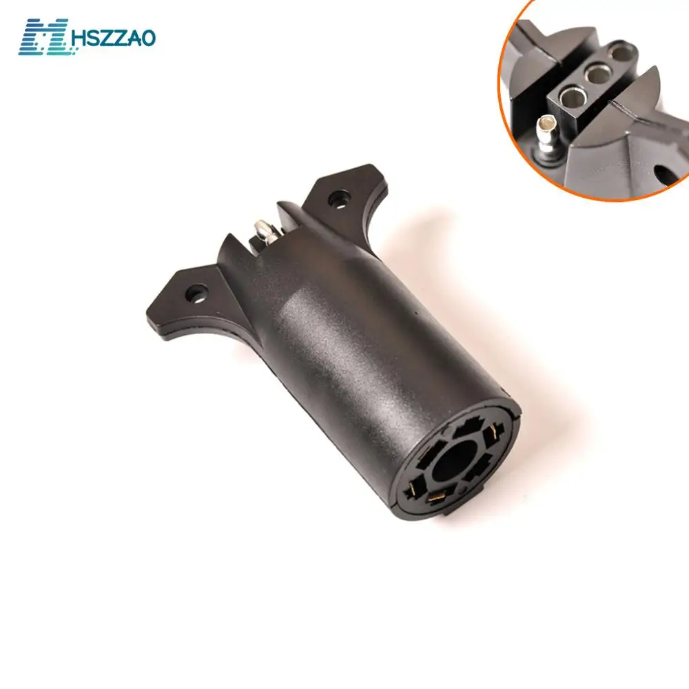 

2 Pcs RV 7 Way Round to 4 Pin Flat Trailer Light Adapter Plug Connector Boat Black Auto Accessories
