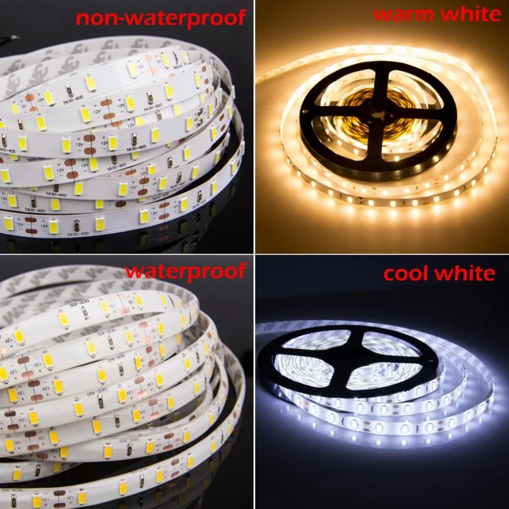 Smd5630 Светодиодная лента 5730 ip65 DC 12 v 300led 5 m белый теплый красный зеленый синий 3000 K 6500