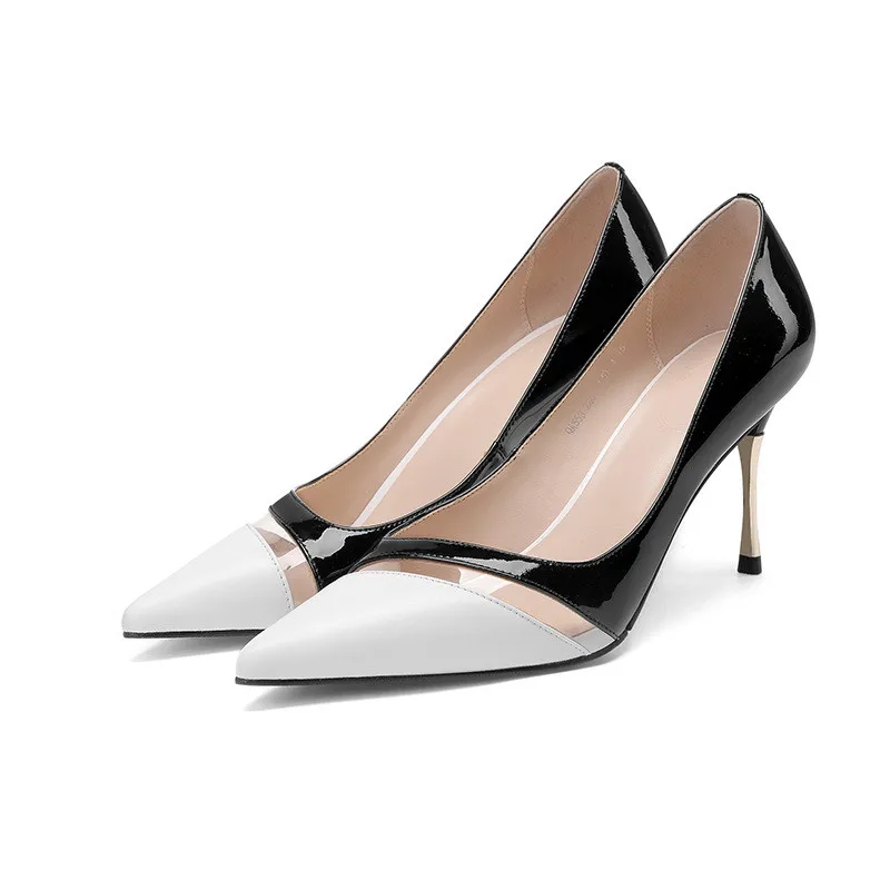 

2019 spring and autumn new high-heeled shoes comfortable inside pointed ol shoes black ljj 0406