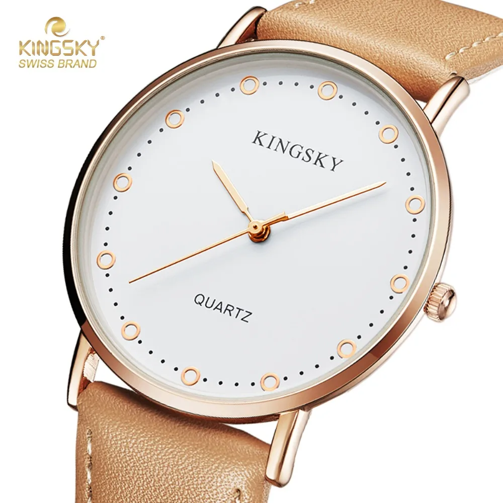 

Kingsky Ladiess Watches Top Brand Luxury Leather Strap Analog Quartz Wristwatch Casual Ladies Watches Best Gift relogio feminino