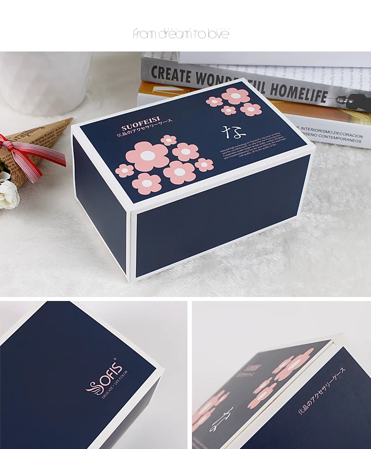 Новый цветок Шкатулка Подарочная коробка ювелирных изделий упаковка для показа Для женщин кожаную косметичку Роскошные серьги уха