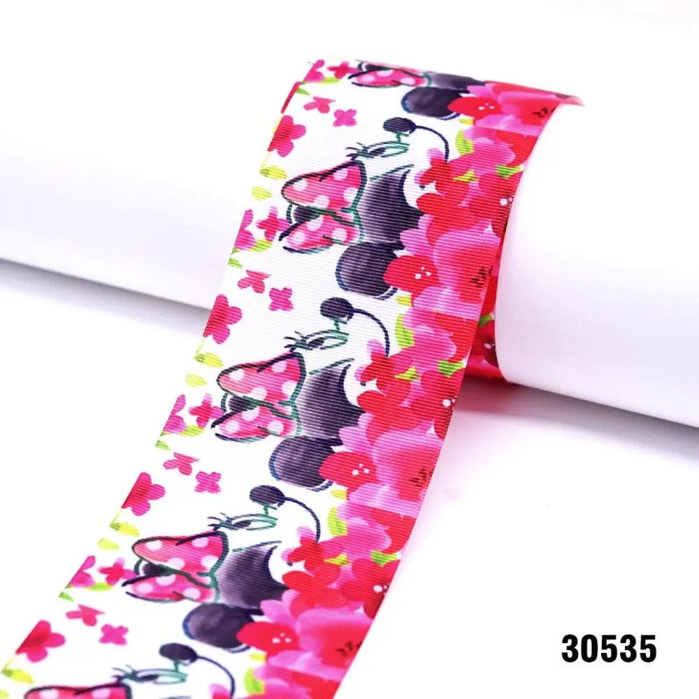 50 ярдов Цветок напечатанный grosgrain ленты 30552 - Цвет: 30535