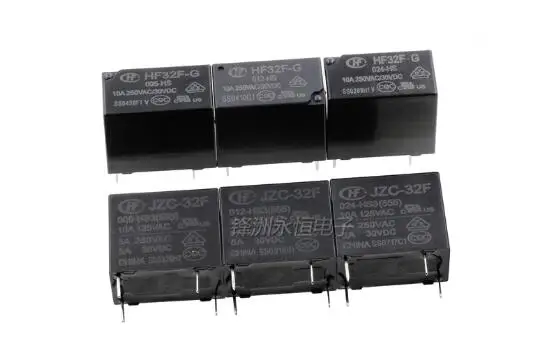 

15pcs Relay JZC HF 32F-5VDC-HS 32F-12VDC-HS 32F-24-HS 250V 10A relay 4 pin relay 5V/12V/24VDC relay Sensitive