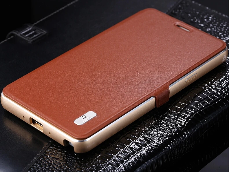 Original FINEDAY Aluminum Metal Frame Genuine Leather Protective Flip Magnetic Cover Case For Samsung Galaxy Note 4 N9100 Note4