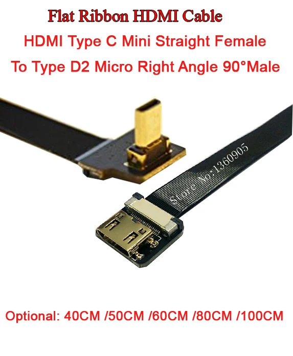 40 см/50 см/60 см/80 см/100 см черный FPV-системы HDMI кабель micro угловой 90 градусов мужчин и женщин Тип Мини C прямой (обратный socket)