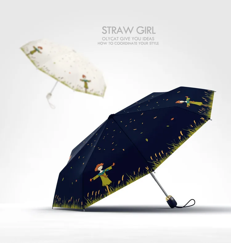 OLYCAT автоматический зонт дождь Для женщин бренд мультфильм печати солнцезащитный крем складные зонтики ветрозащитный Anti UV зонтик 5 стилей Paraguas