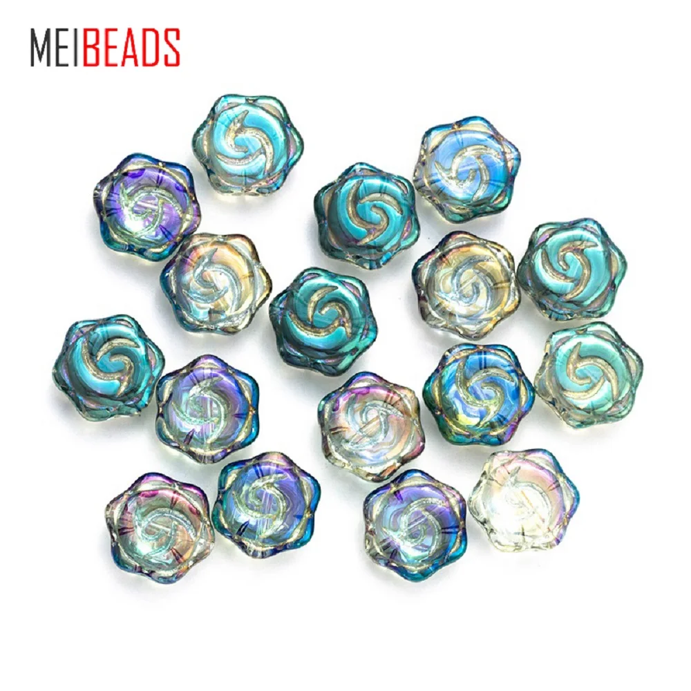 MEIBEADS 20 шт./лот 15 мм красочный цветок сливы из кристаллов Форма бусины для аксессуаров браслет DIY ювелирных изделий EY6070