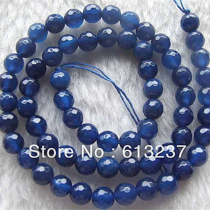 

New Fashion Blue carnelian stone agat 4mm 6mm 8mm 10mm 12mm Faceted Round loose Beads Top Quality Jewelry Findings 15" GE648