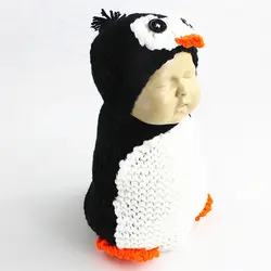 Очаровательны Пингвин мультфильм новорожденных Детские ручной работы связанные крючком Трикотажные детский спальный мешок реквизит для
